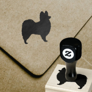 Papillon Dog Breed Silhouette Rubber Stamp