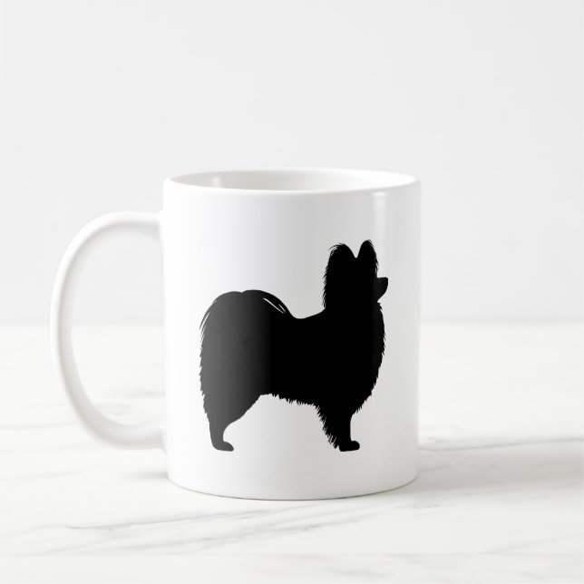 Papillon Dog Breed Silhouettes Coffee Mug (Left)