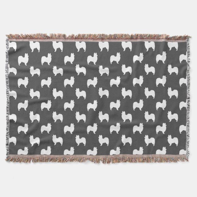 Papillon Dog Breed Silhouettes Pattern Throw Blanket (Front)