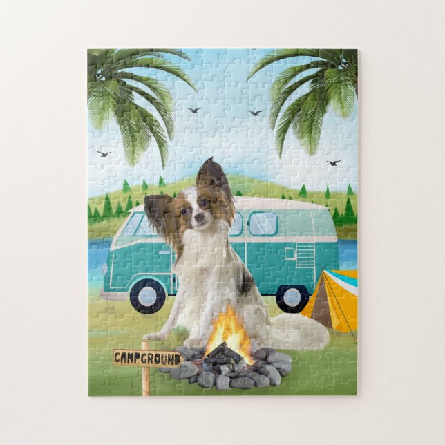 Papillon Dog Camping Jigsaw Puzzle (Vertical)