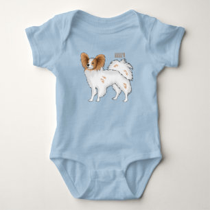 Papillon dog cartoon illustration baby bodysuit