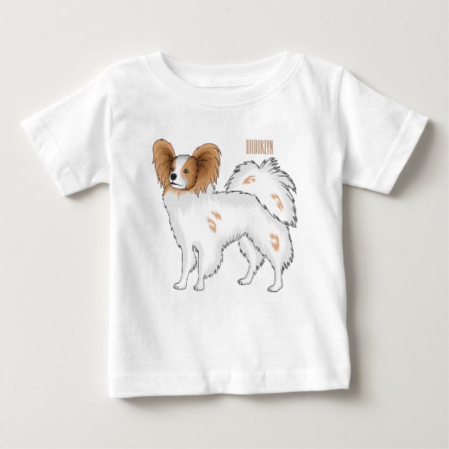Papillon dog cartoon illustration baby T-Shirt (Front)