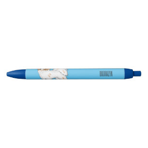 Papillon dog cartoon illustration black ink pen