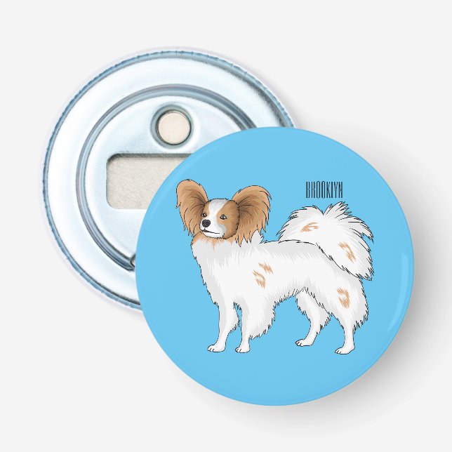Papillon dog cartoon illustration bottle opener (Front)