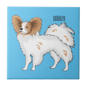 Papillon dog cartoon illustration ceramic tile