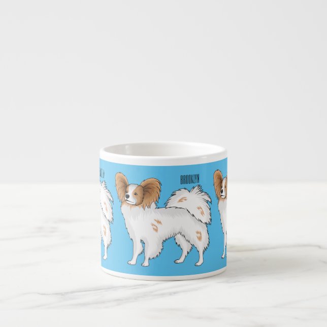 Papillon dog cartoon illustration espresso cup (Front)