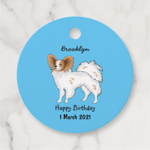 Papillon dog cartoon illustration favour tags