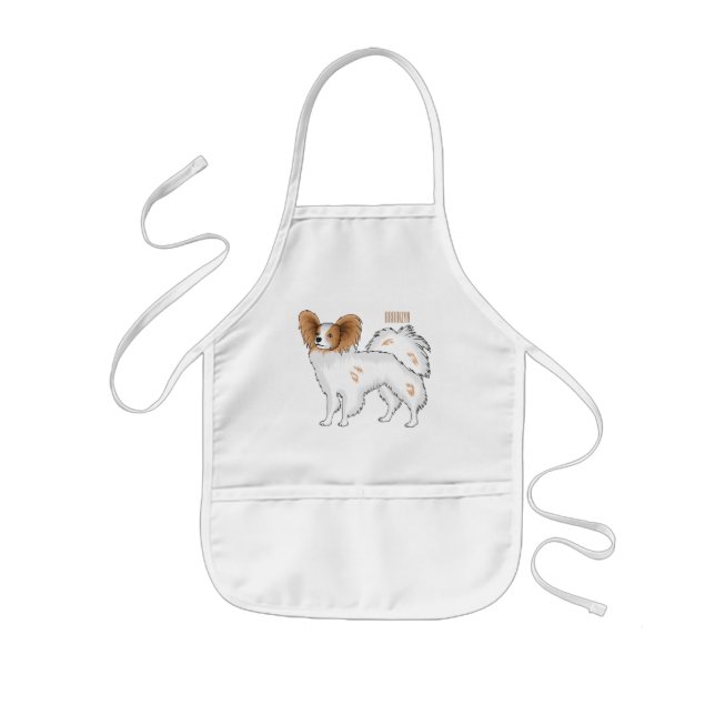 Papillon dog cartoon illustration kids apron (Front)