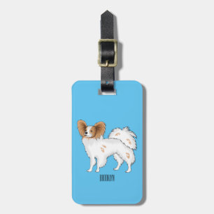 Papillon dog cartoon illustration luggage tag