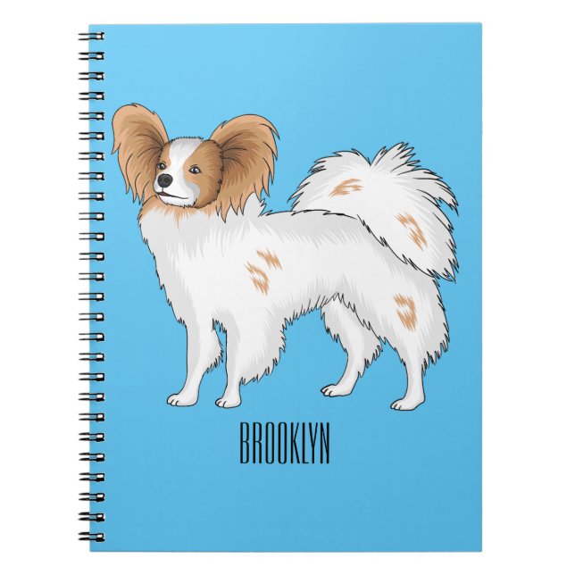 Papillon dog cartoon illustration notebook (Front)
