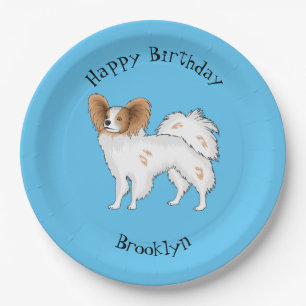 Papillon dog cartoon illustration paper plate