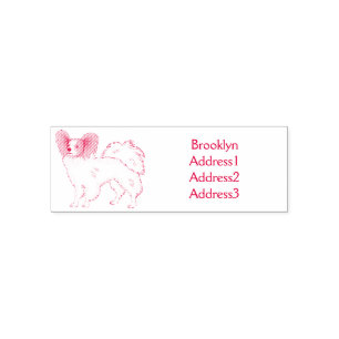 Papillon dog cartoon illustration self-inking stamp