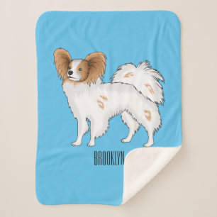 Papillon dog cartoon illustration sherpa blanket