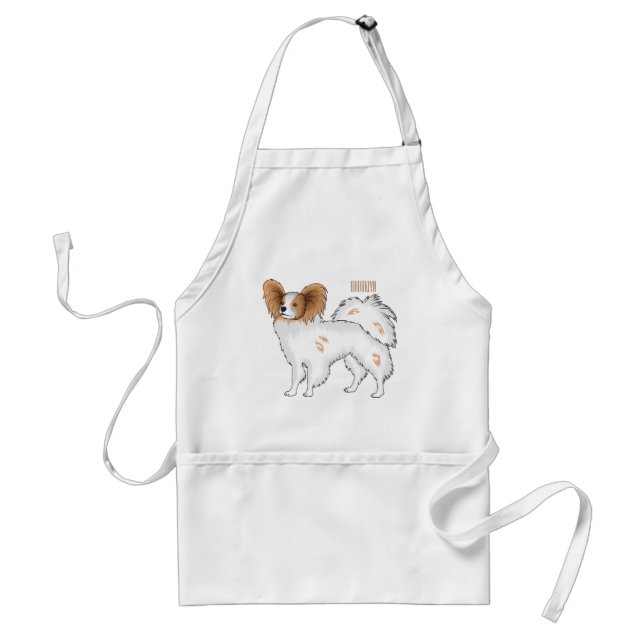 Papillon dog cartoon illustration standard apron (Front)