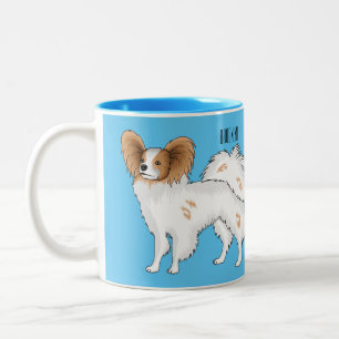Papillon dog cartoon illustration Two-Tone coffee mug