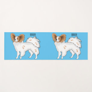 Papillon dog cartoon illustration yoga mat