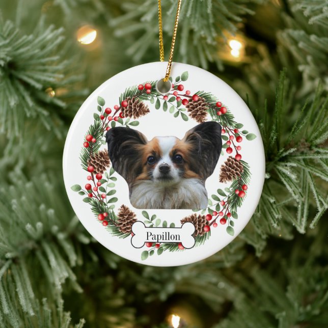 Papillon dog ceramic ornament (Tree)