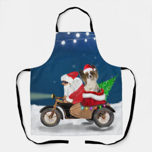 Papillon Dog Christmas Santa Claus  Apron