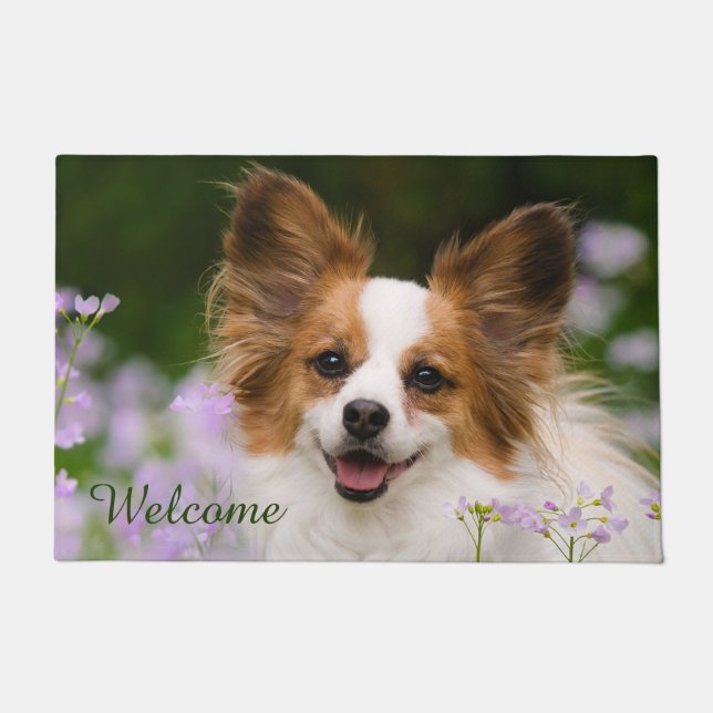 Papillon Dog Cute Romantic Potrait Photo - Welcome Doormat (Front)