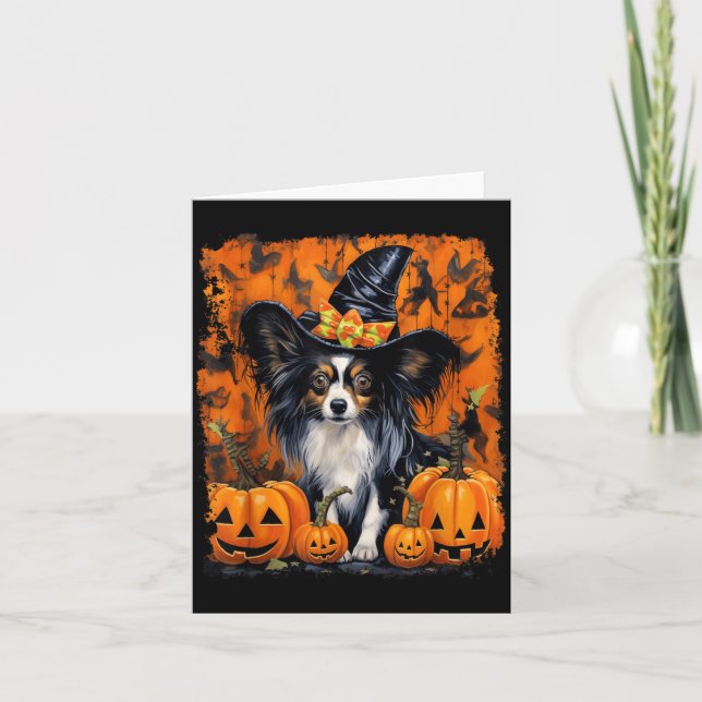 Papillon Dog Halloween Card (Front)