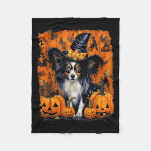 Papillon Dog Halloween Fleece Blanket