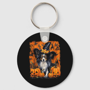 Papillon Dog Halloween Key Ring
