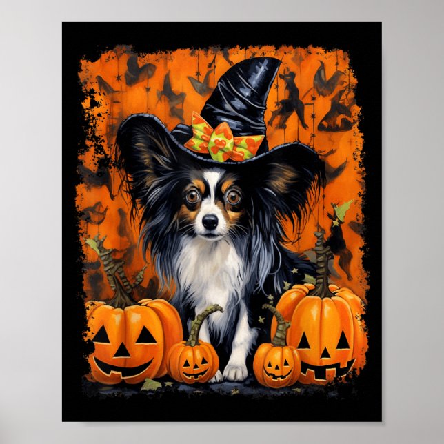 Papillon Dog Halloween Poster (Front)
