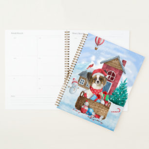Papillon Dog In snow Christmas Dog House Planner