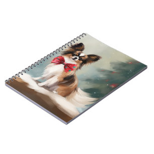 Papillon Dog in Snow Christmas Notebook
