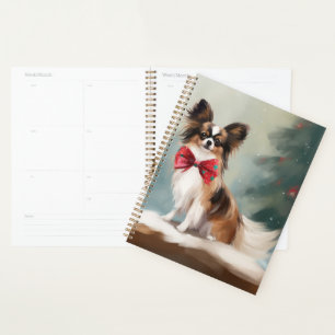 Papillon Dog in Snow Christmas  Planner