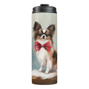 Papillon Dog in Snow Christmas Thermal Tumbler