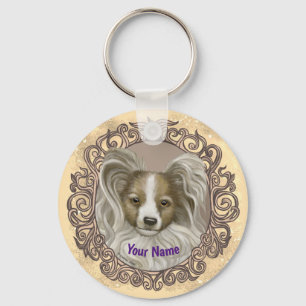 Papillon Dog  Key Ring