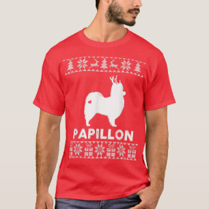 Papillon Dog Lover Christmas Reindeer Ugly Christm T-Shirt