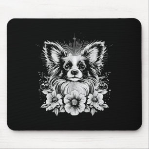 Papillon Dog Lover Retro Style Tattoo _1 Mouse Pad