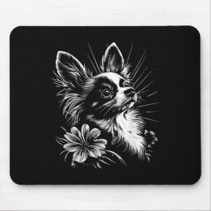 Papillon Dog Lover Retro Style Tattoo Mouse Pad