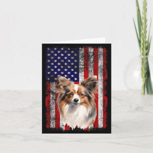 Papillon Dog Lover US Flag 4th of July Patriotic Card