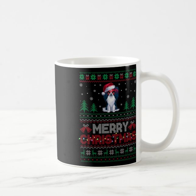 Papillon Dog Lovers Santa Hat Christmas Tree Light Coffee Mug (Right)
