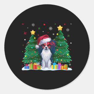 Papillon Dog Lovers Santa Hat Ugly Christmas Sweat Classic Round Sticker