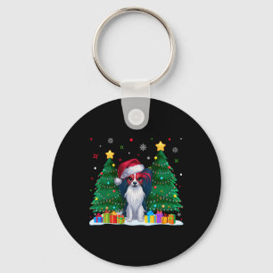 Papillon Dog Lovers Santa Hat Ugly Christmas Sweat Key Ring