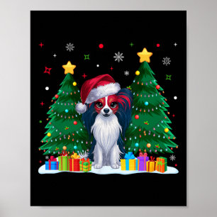 Papillon Dog Lovers Santa Hat Ugly Christmas Sweat Poster