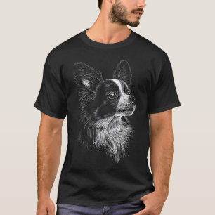 Papillon Dog Motif Pet Artwork Papillon Men Women T-Shirt