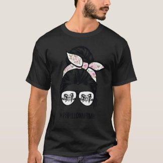 papillon dog mum messy bun hair glasses papillon m T-Shirt