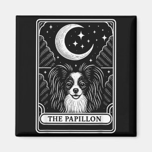 Papillon Dog Mum Tarot Card Vintage Crescent Moon Magnet