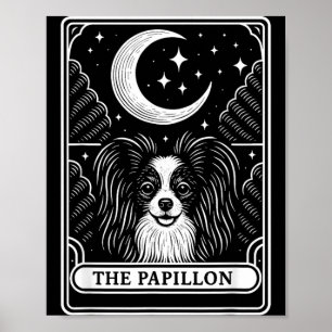 Papillon Dog Mum Tarot Card Vintage Crescent Moon Poster