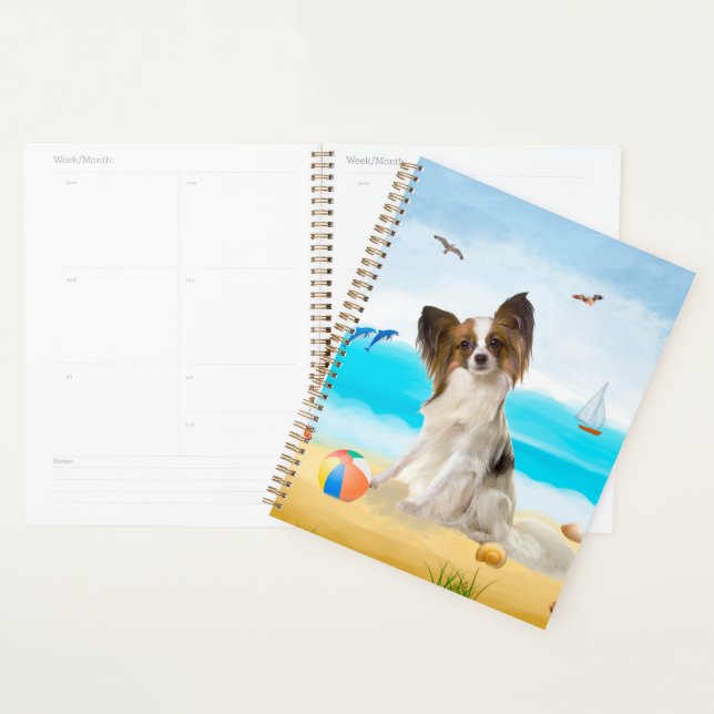 Papillon Dog on Beach  Planner (Display)