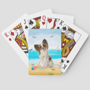 Papillon Dog on Beach Playing Cards
