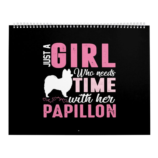 Papillon Dog Owner Girl Gift Calendar (Cover)