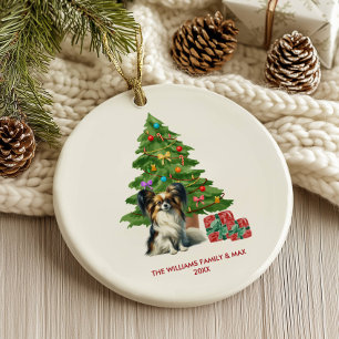 Papillon Dog Personalised Christmas Ceramic Ornament