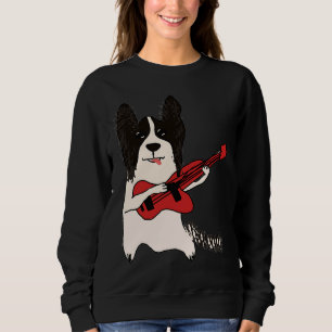 Papillon Dog Plays Guitar Music Dog Cute Dog Pupp Sweatshirt