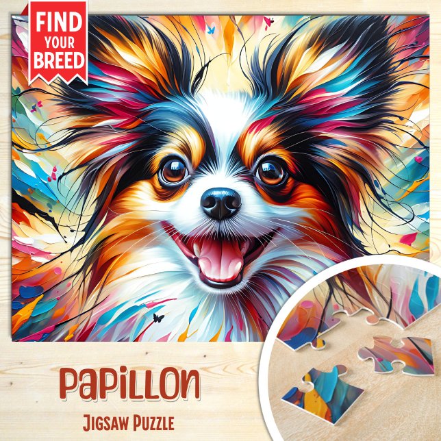 Papillon Dog Portrait Acrylic Art Print Dog Lover Jigsaw Puzzle (Creator Uploaded)